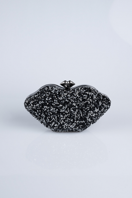 Sac de Soirée Luxe Squameuse Noir-Argent SH831