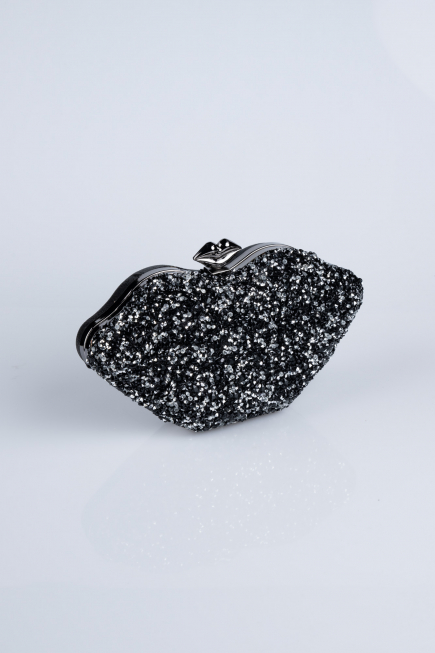 Sac de Soirée Luxe Squameuse Noir-Argent SH831