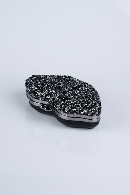 Sac de Soirée Luxe Squameuse Noir-Argent SH831