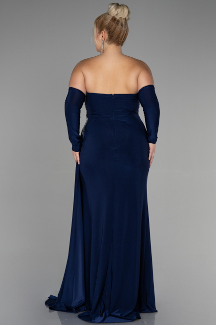 Robe de Soirée Grande Taille Longue Bleu Marine ABU3352