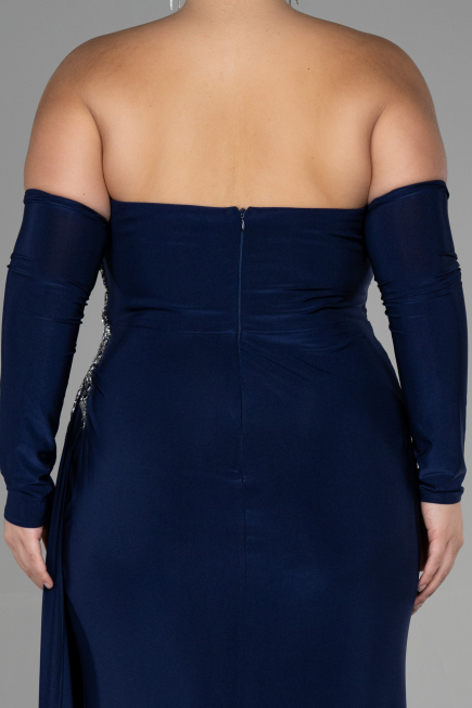 Robe de Soirée Grande Taille Longue Bleu Marine ABU3352