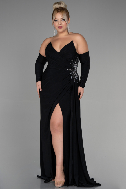 Robe de Soirée Grande Taille Longue Noir ABU3352
