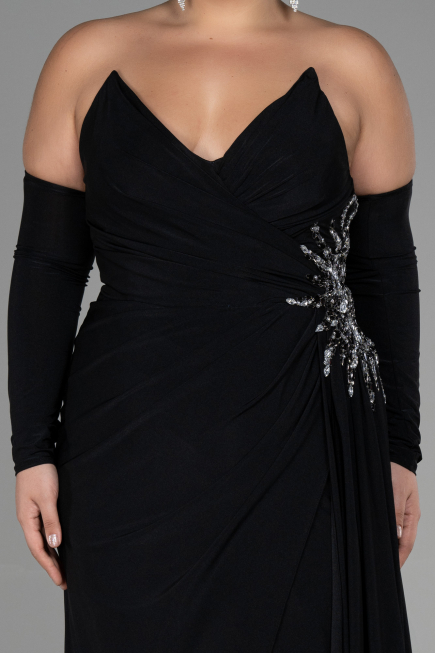 Robe de Soirée Grande Taille Longue Noir ABU3352