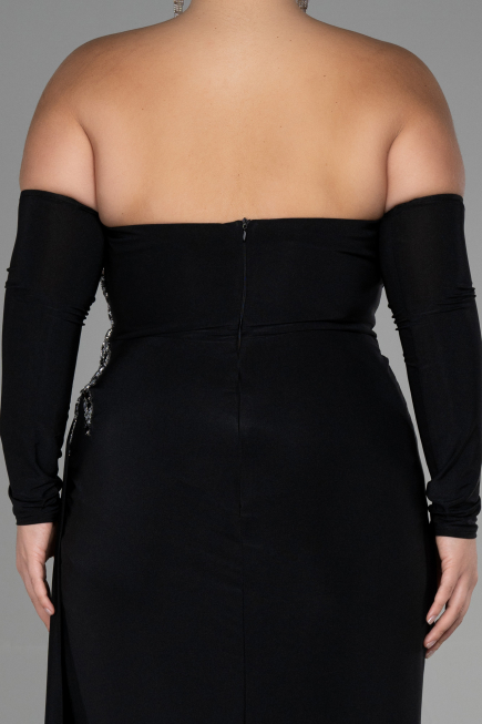 Robe de Soirée Grande Taille Longue Noir ABU3352