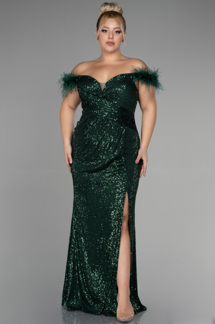 Robe de Soirée Grande Taille Longue Squameuse Émeraude ABU3193