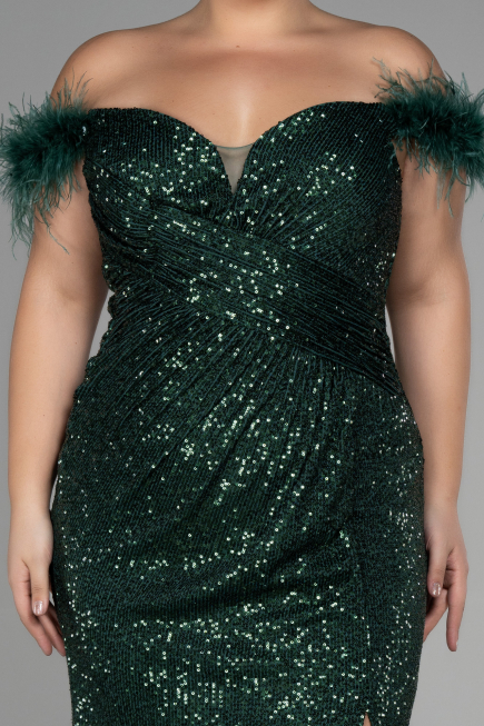 Robe de Soirée Grande Taille Longue Squameuse Émeraude ABU3193
