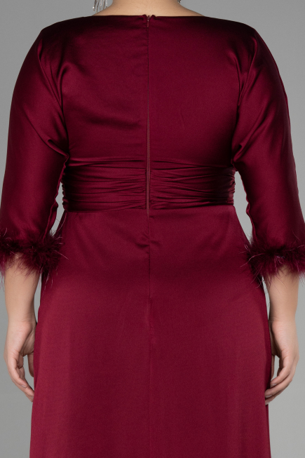 Robe de Soirée Grande Taille Longue Satin Couleur Cerise ABU3367