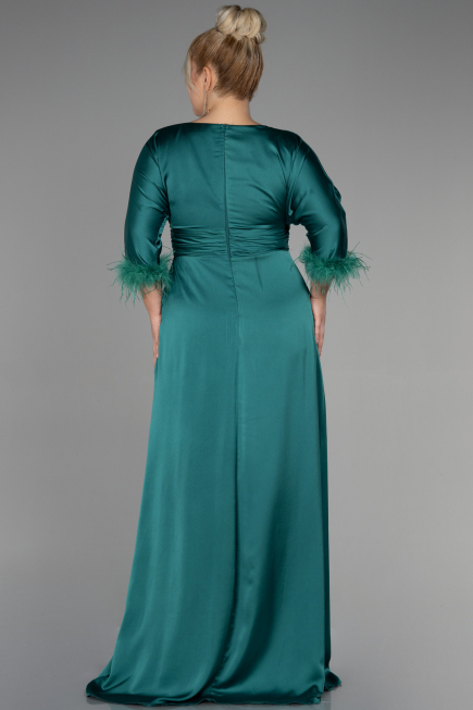 Robe de Soirée Grande Taille Longue Satin Émeraude ABU3367