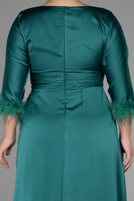 Robe de Soirée Grande Taille Longue Satin Émeraude ABU3367