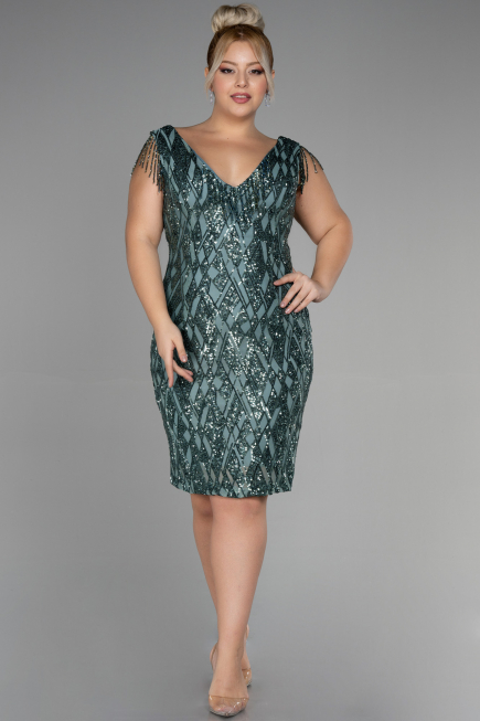 Robe De Invitation Grande Taille Midi Turquoise ABK1873