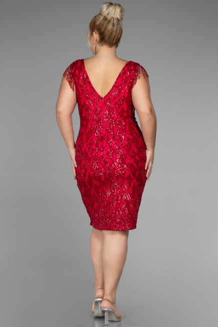 Robe De Invitation Grande Taille Midi Fushia ABK1873