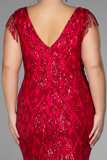 Robe De Invitation Grande Taille Midi Fushia ABK1873