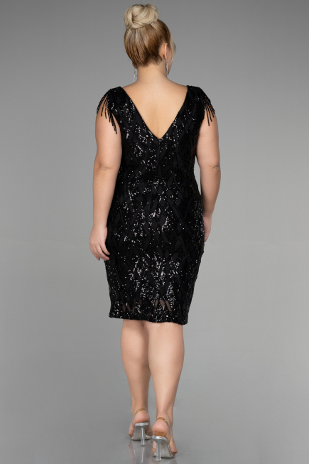 Robe De Invitation Grande Taille Midi Noir ABK1873