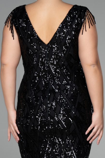 Robe De Invitation Grande Taille Midi Noir ABK1873