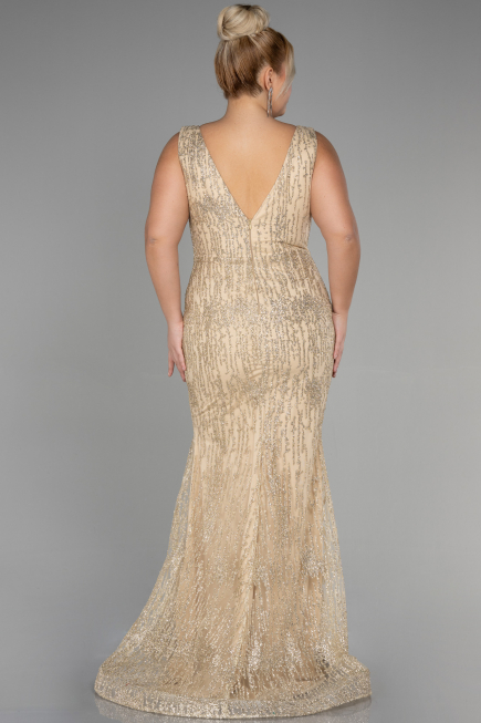 Robe De Fiançailles Grande Taille Longue Or ABU3368