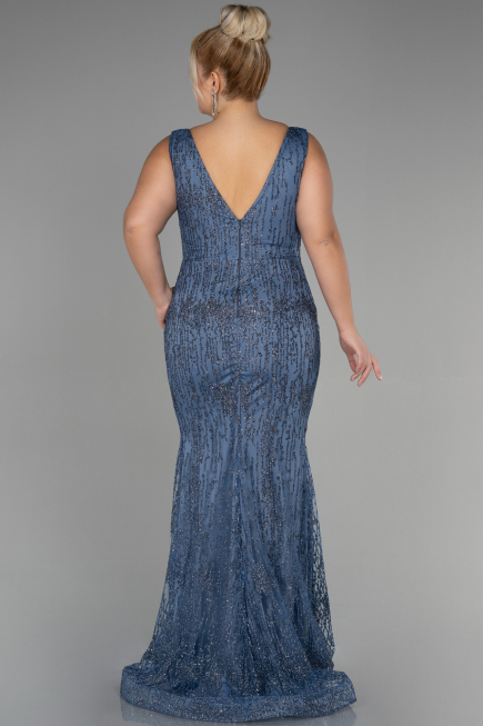 Robe De Fiançailles Grande Taille Longue Indigo ABU3368