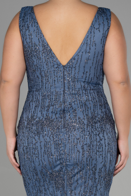 Robe De Fiançailles Grande Taille Longue Indigo ABU3368