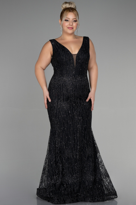 Robe De Fiançailles Grande Taille Longue Noir ABU3368