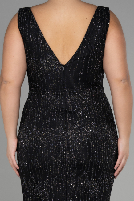 Robe De Fiançailles Grande Taille Longue Noir ABU3368