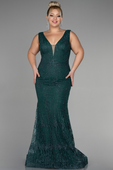 Robe De Fiançailles Grande Taille Longue Émeraude ABU3368