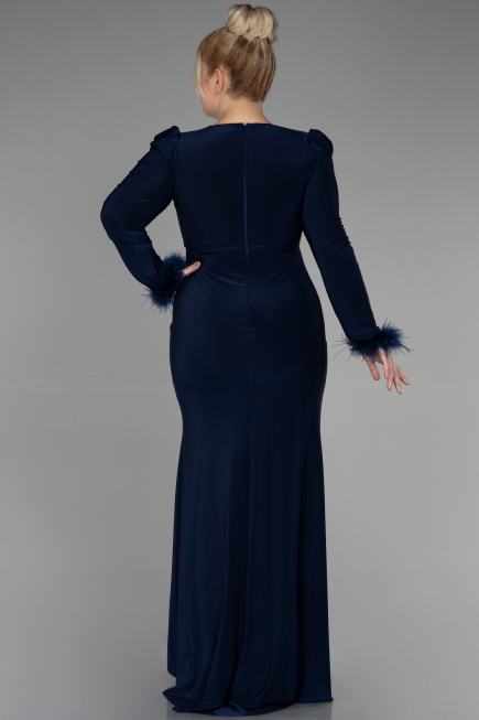 Robe de Soirée Grande Taille Longue Bleu Marine ABU2832