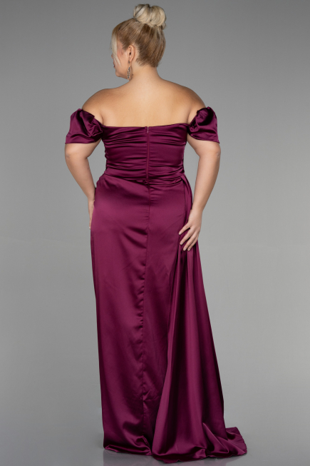 Robe De Soirée Grande Taille Satin Longue Couleur Cerise ABU1626