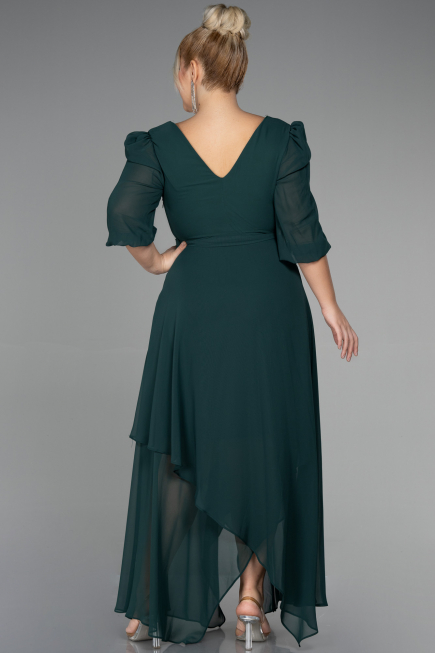 Robe Grande Taille Midi Mousseline Émeraude ABK1083