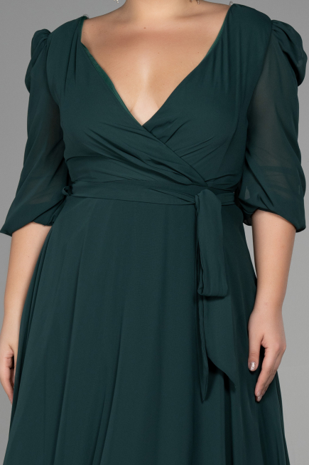 Robe Grande Taille Midi Mousseline Émeraude ABK1083