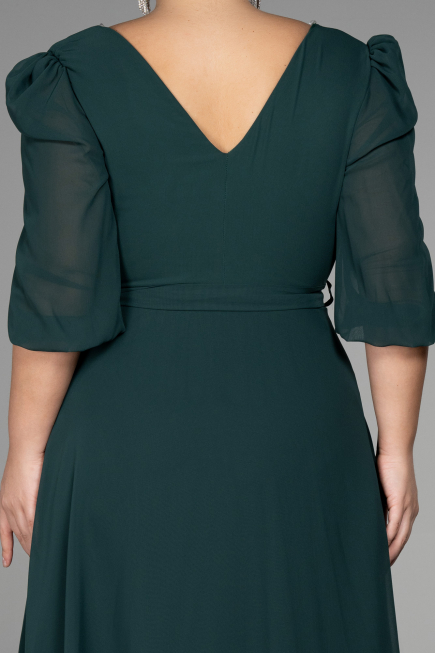Robe Grande Taille Midi Mousseline Émeraude ABK1083