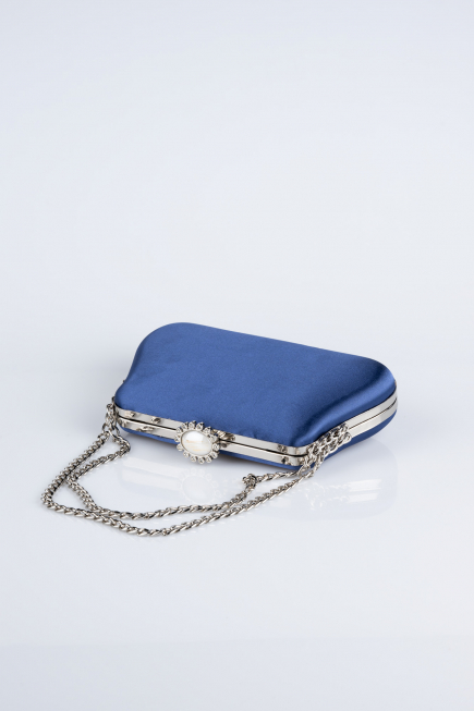 Sac de Soirée Luxe Satin Bleu Marine SH834