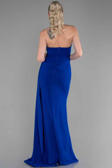 Robe de Soirée Longue Bleu Saxe ABU3344