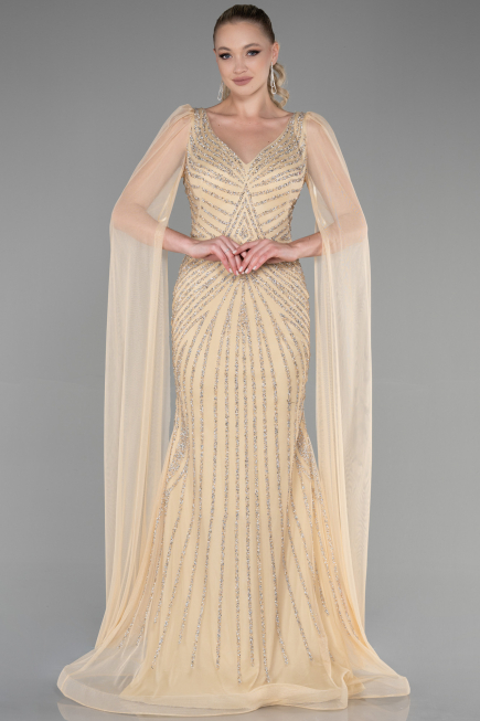 Robe de Fiançailles Design Personnalisé Longue Or ABU3357