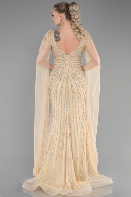 Robe de Fiançailles Design Personnalisé Longue Or ABU3357