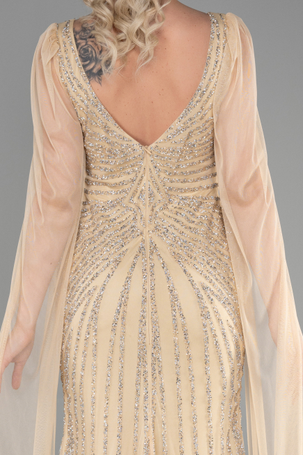Robe de Fiançailles Design Personnalisé Longue Or ABU3357