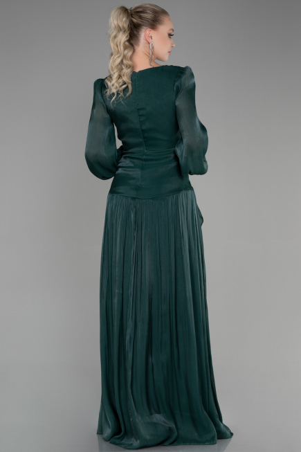 Robe de Soirée Longue Mousseline Émeraude ABU3397
