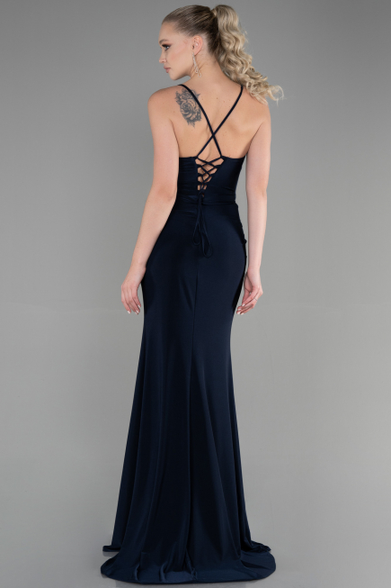 Robe de Soirée Longue Bleu Marine ABU3363