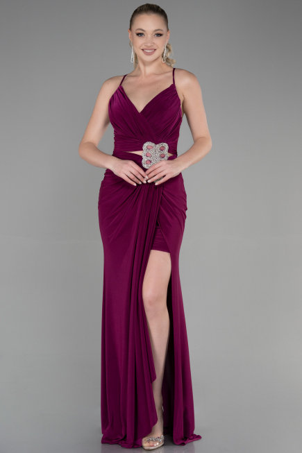 Robe de Soirée Longue Prune ABU3363