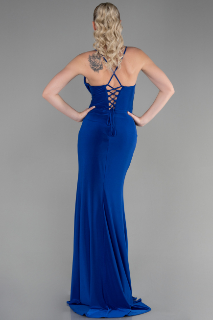 Robe de Soirée Longue Bleu Saxe ABU3363