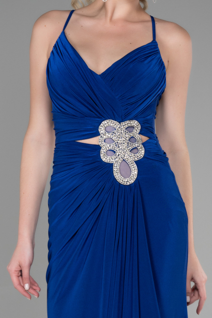 Robe de Soirée Longue Bleu Saxe ABU3363