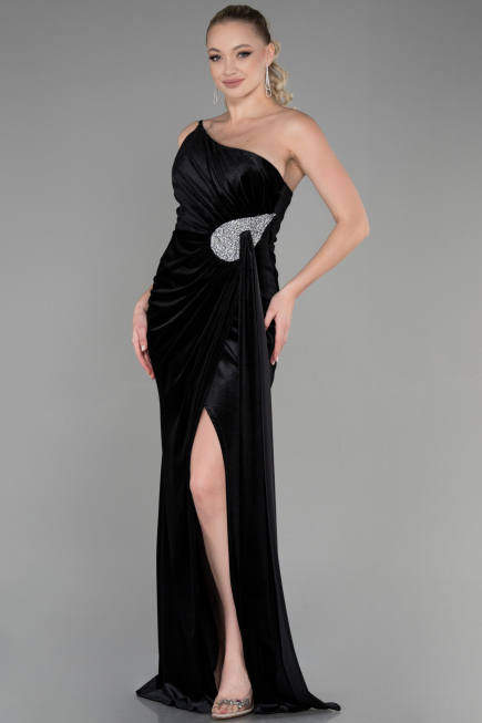 Robe de Soirée Longue Velours Noir ABU2626