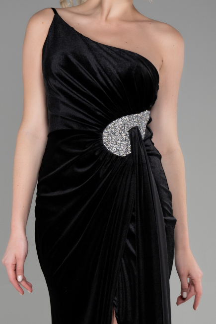 Robe de Soirée Longue Velours Noir ABU2626