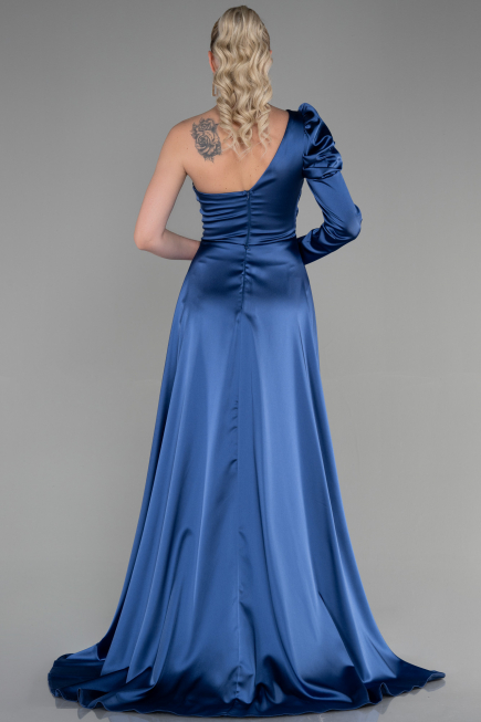 Robe De Soirée Satin Longue Indigo ABU1715