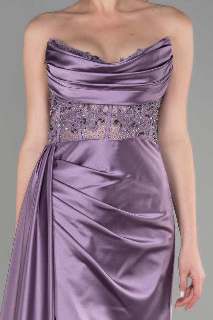 Robe De Soirée Satin Longue Lavande ABU3376