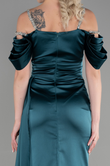 Robe de Soirée Longue Satin Émeraude ABU3398