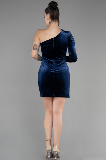 Robe de Cérémonie Courte Velours Bleu Marine ABK1886