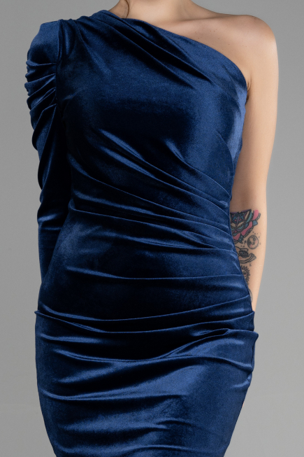 Robe de Cérémonie Courte Velours Bleu Marine ABK1886