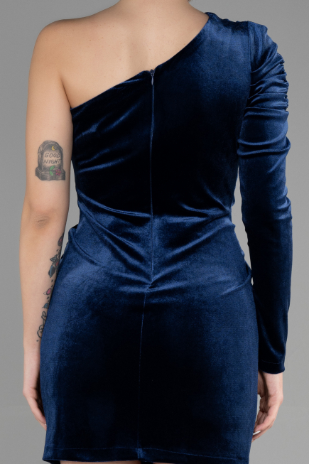 Robe de Cérémonie Courte Velours Bleu Marine ABK1886
