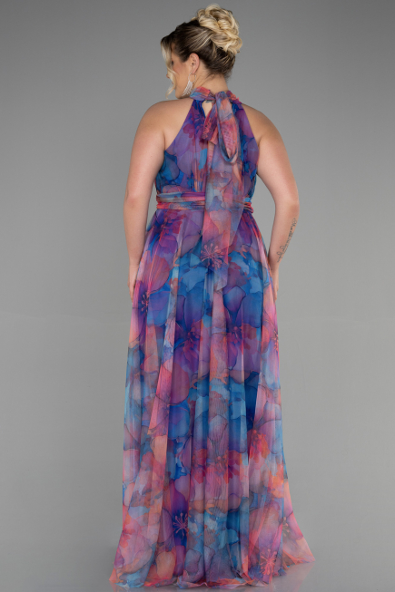 Robe Grande Taille Longue Bleu Saxe ABU1447