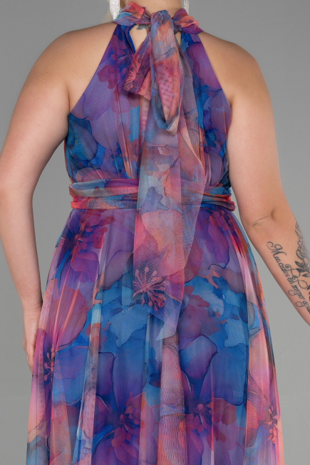 Robe Grande Taille Longue Bleu Saxe ABU1447