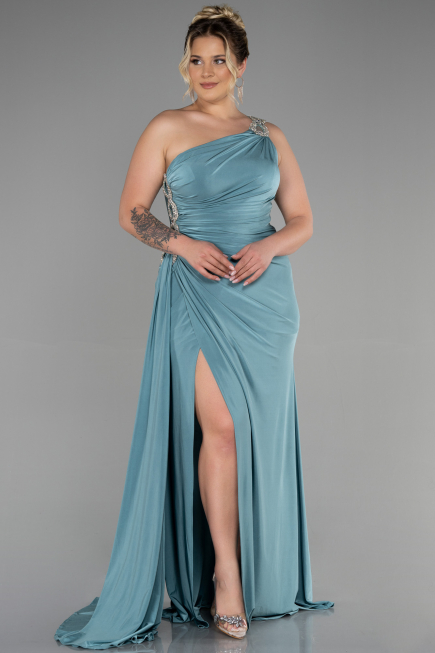 Robe Grande Taille Longue Turquoise ABU3132